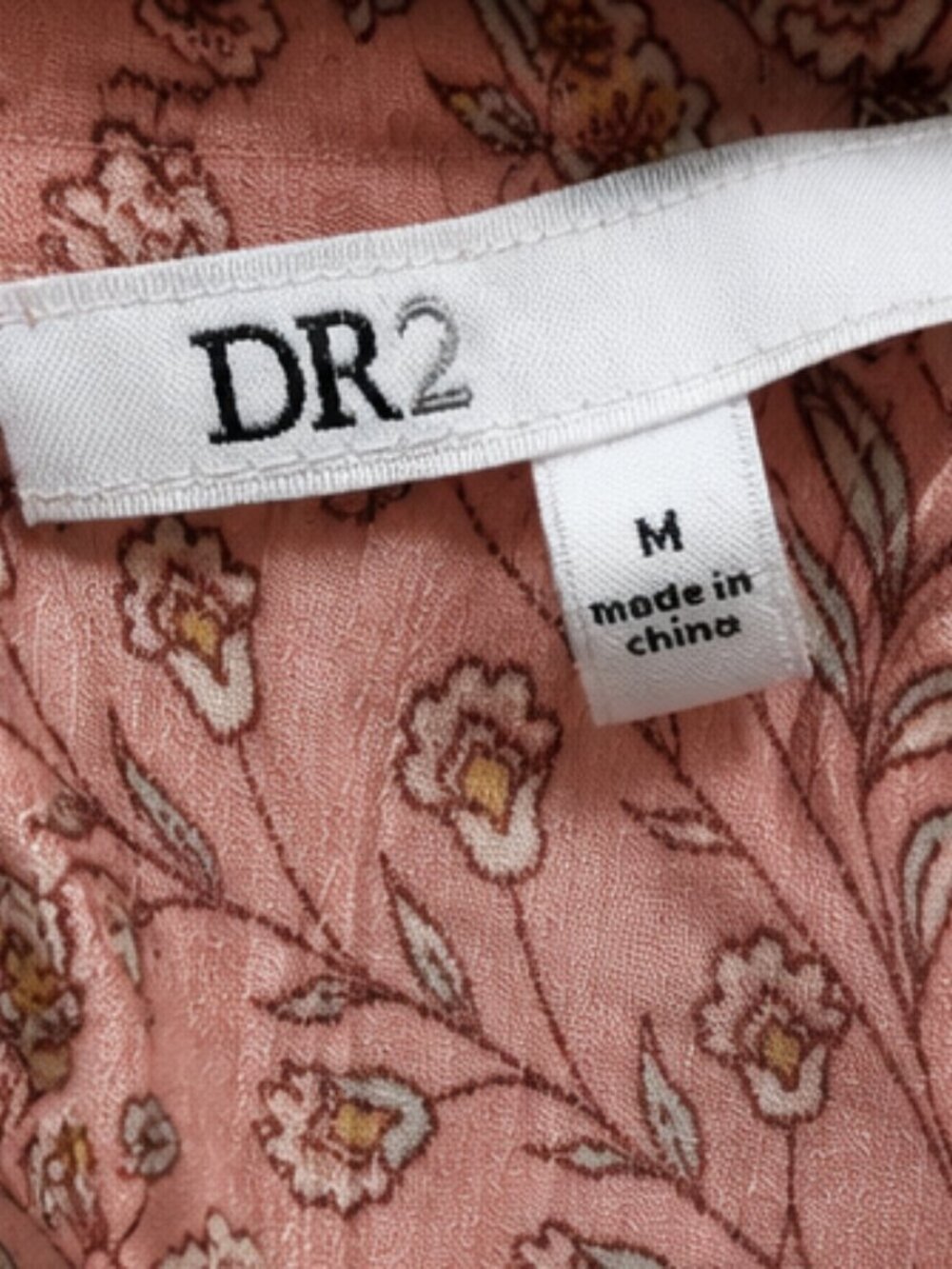 DR2 Dusty Rose Floral Peplum Blouse Size Medium Boho Cottagecore Lightweight Top - Picture 6 of 6